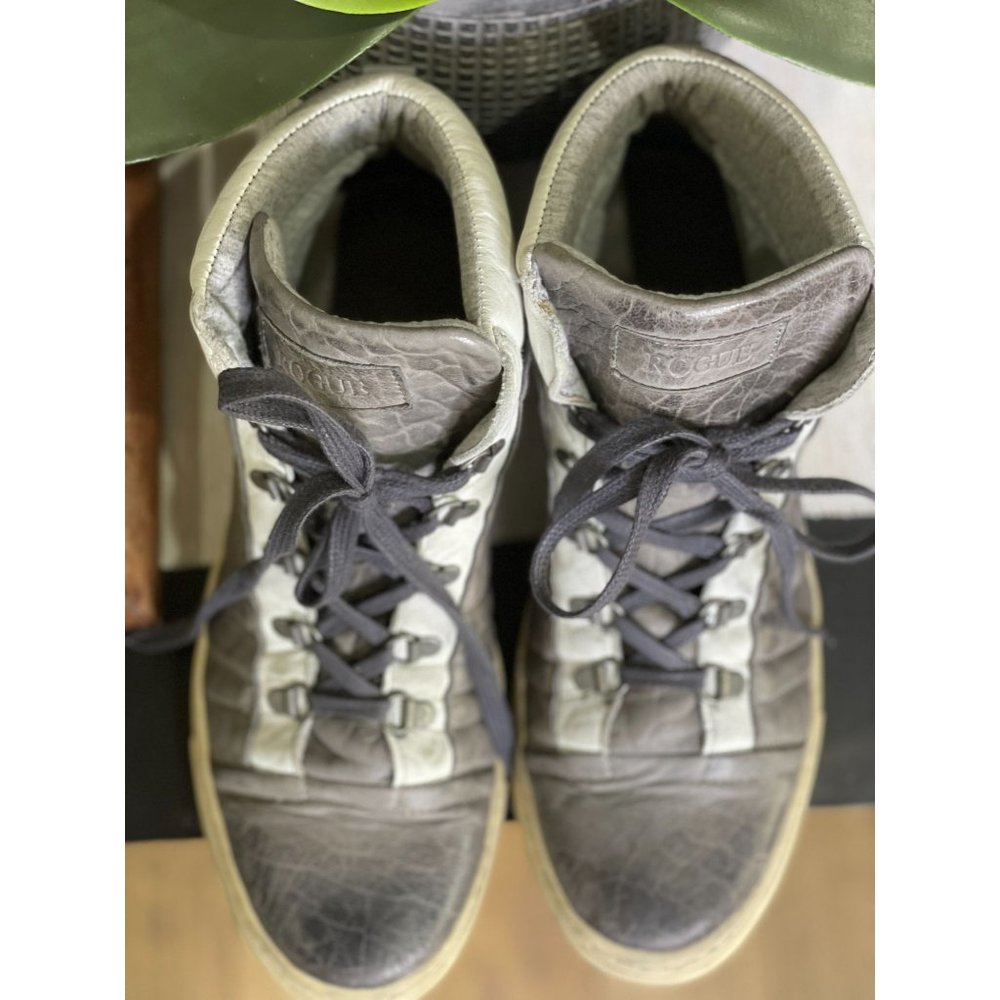 Rogue Atomo C2 White Grey Leather Bomber Lace-Up High Top Sneakers Men's Size 42 - Picture 6 of 7